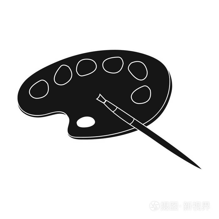 水彩颜料中孤立的白色背景上的黑色风格的图标.