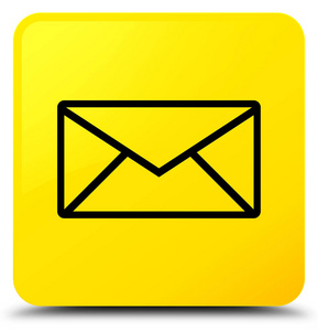 电子邮件图标黄色方形按钮