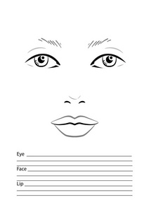 脸上图表化妆艺术家空白.模板.矢量图照片