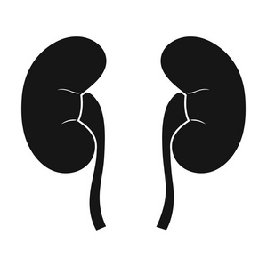 人的肾脏中孤立的白色背景上的黑色风格的图标。人体器官符号股票矢量图