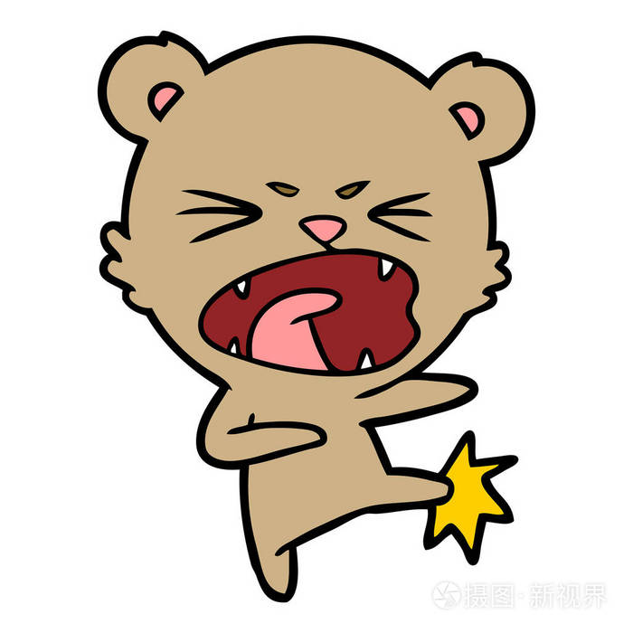 愤怒卡通熊的矢量例证