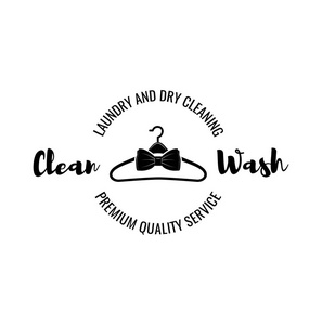 晾衣架.领带.干洗标签.洗衣徽章矢量照片