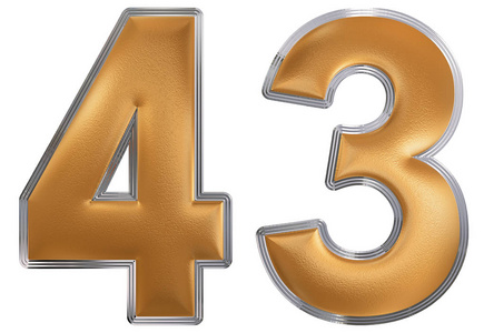 数字 43,四十三,白色背景,3d 渲染上孤立照片
