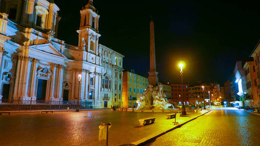 纳沃纳广场在罗马被称为纳沃纳广场大夜景