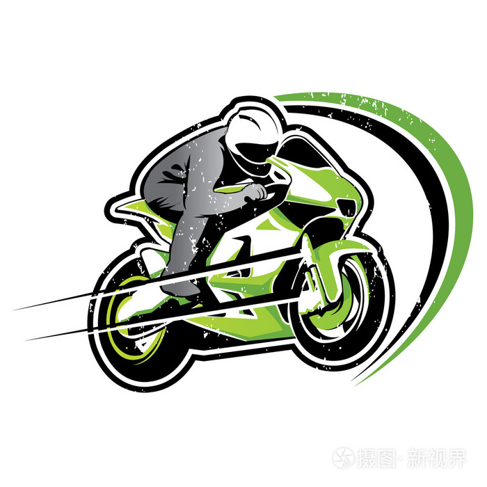 摩托车绿色赛车矢量