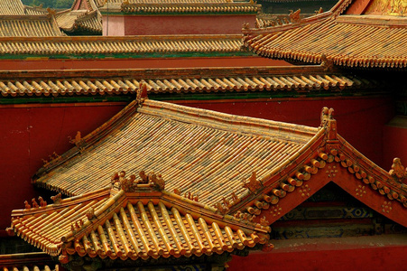 中国，北京 紫禁城屋顶