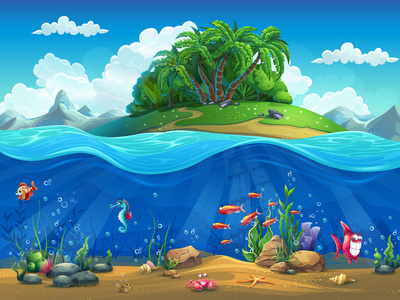 卡通海图片 卡通海素材 卡通海插画 摄图新视界