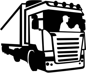 货车司机坐在卡车剪影照片