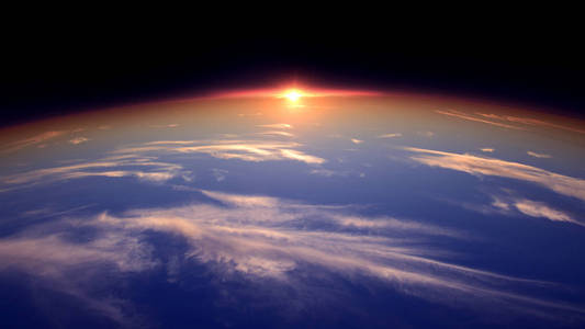 Spac 视角世界的地平线上的太阳