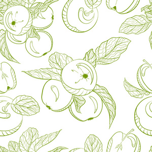 单色图案绘制苹果和苹果枝