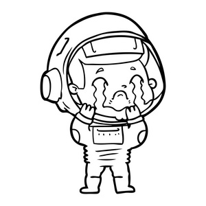 卡通哭声宇航员的矢量图解