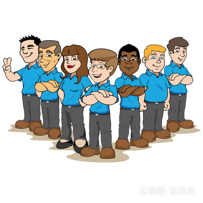 插图吉祥物人卖方, 小组或团队专业人员准备提供帮助.