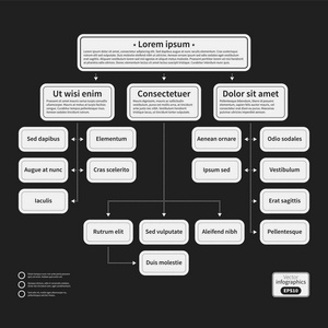 层次几何组织结构图模板使用黑色背景上的几何元素.