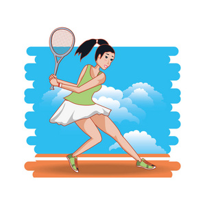 女子打网球字符