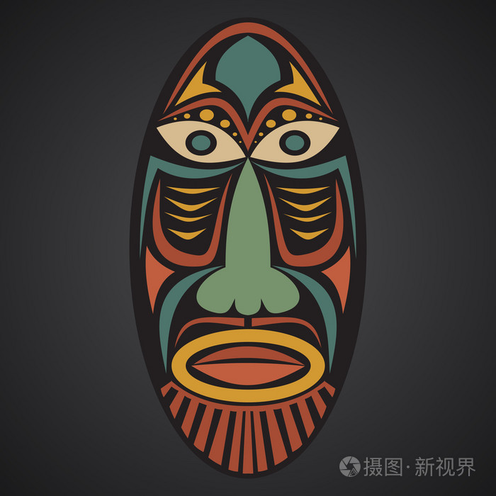 在黑色背景上的非洲面具