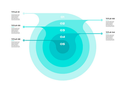 同心图表在一系列圆圈中循序渐进。元素的图表, 图表, 图表与5选项20, 40, 60, 80, 100, 零件, 过程。用