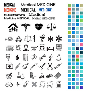 医疗套装设计元素颜色样式图标字体