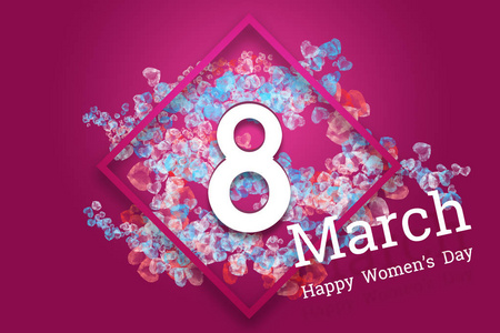 3月8日, 国际妇女节。庆祝概念, 横幅, 海报, 邀请, 粉红色背景, 鲜花