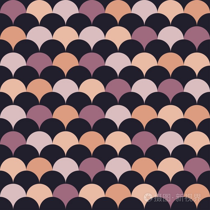 矢量现代无缝彩色几何图案重叠的圆