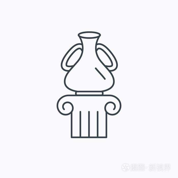 插画 博物馆的图标.在支柱标志的古董花瓶.eps