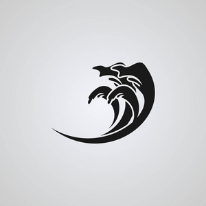 波浪标志剪影, 矢量例证.黑色照片