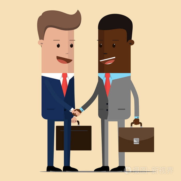 会议的两位政治家, 外交官, 伙伴或朋友握手问候