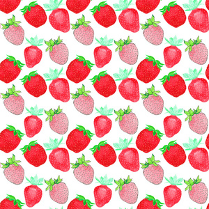 草莓。 与浆果无缝图案。 手拉着背