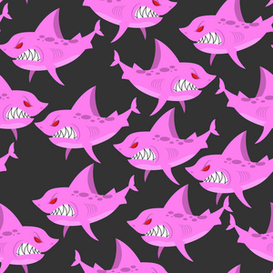 粉红色的鲨鱼无缝模式。与青面獠牙的食肉鱼。血管内皮细胞
