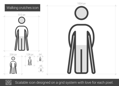 走路的拐杖线图标