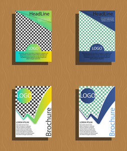 蓝色的年度报告手册传单设计模板矢量，单张封面演示文稿抽象平坦的背景，在 A4 大小的布局