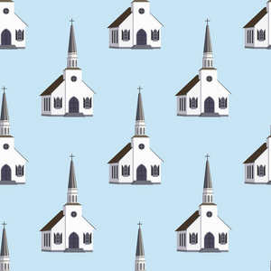 大教堂教堂寺庙传统建筑无缝图案.现代城市教堂的建筑.