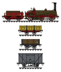 历史蒸汽火车的手绘