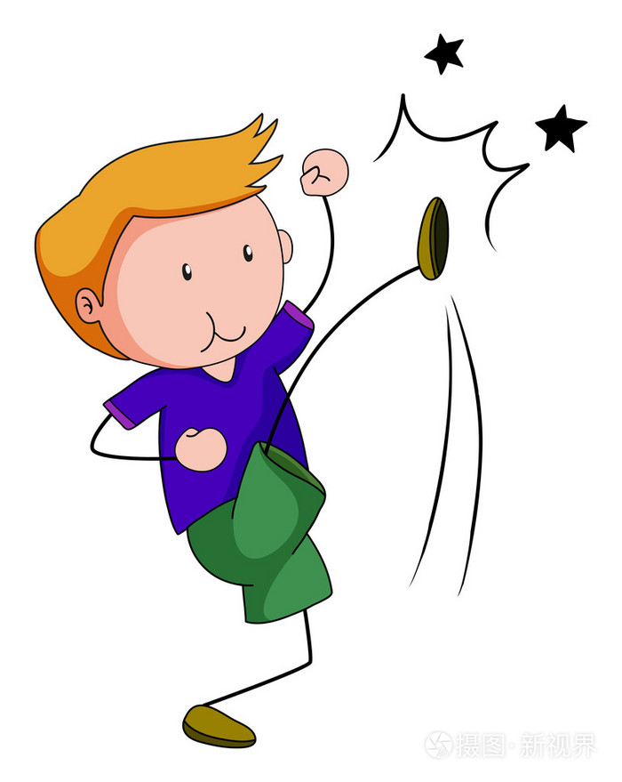 小男孩拳打脚踢