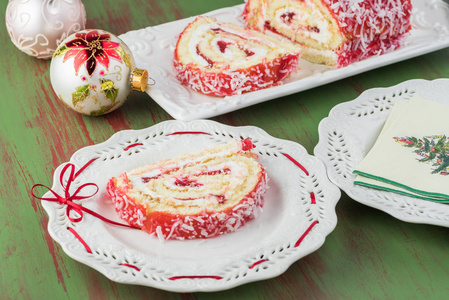 草莓切蛋糕的圣诞庆祝活动
