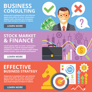业务咨询 股票市场 金融 商业策略平面插画