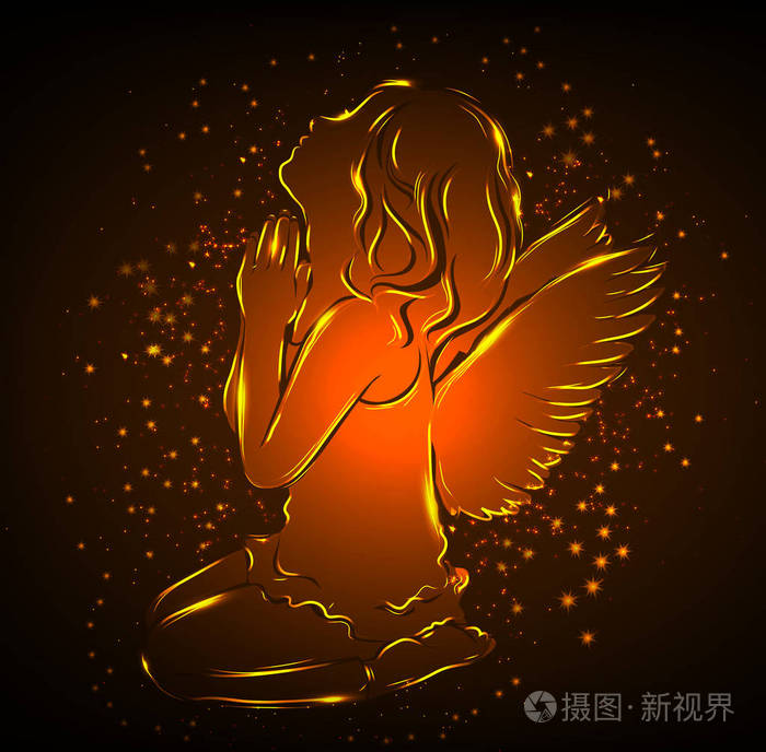 小发光女孩天使祈祷