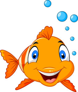 可爱的小丑鱼卡通水下和泡沫
