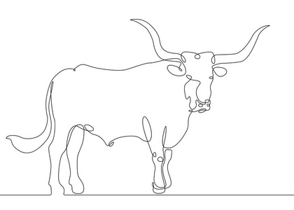 连续线图画公牛母牛