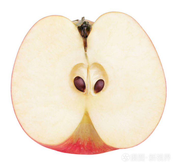 一半的红苹果果实