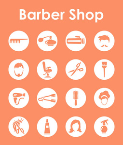 它是一组的理发师店简单 web 图标