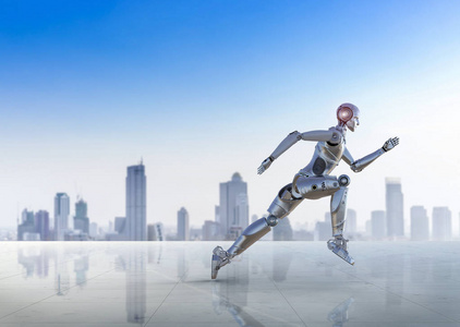 机器人跳跃或奔跑照片