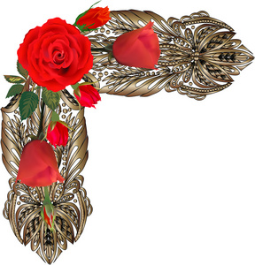 装饰角从玫瑰鲜花