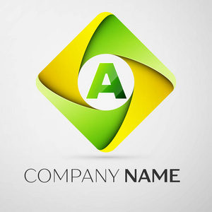 字母 a 矢量标志符号在多彩的菱形.您设计的矢量模板照片