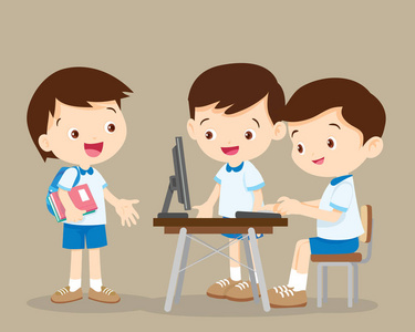 学生使用计算机照片