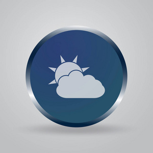 云矢量图标设置蓝色颜色灰色按钮上。Web 艺术和应用程序设计的天空平插图集合。不同性质 cloudscape 天气符号