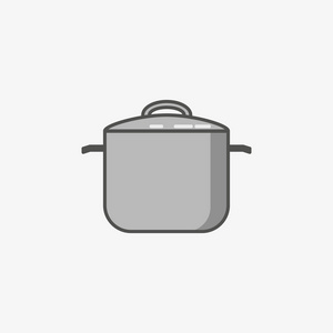 传统的大锅里，在灰色的背景上。只有手动烹饪。厨房用具。股票矢量