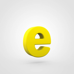 黄色塑料字母 E 被隔绝在白色背景上