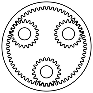 白色背景的行星齿轮