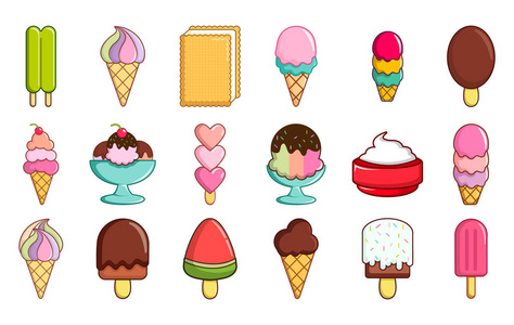 人物的大蒜卡通手拉饼冰淇淋香料-卡通明星可爱的冰棒矢量贴纸集卡通