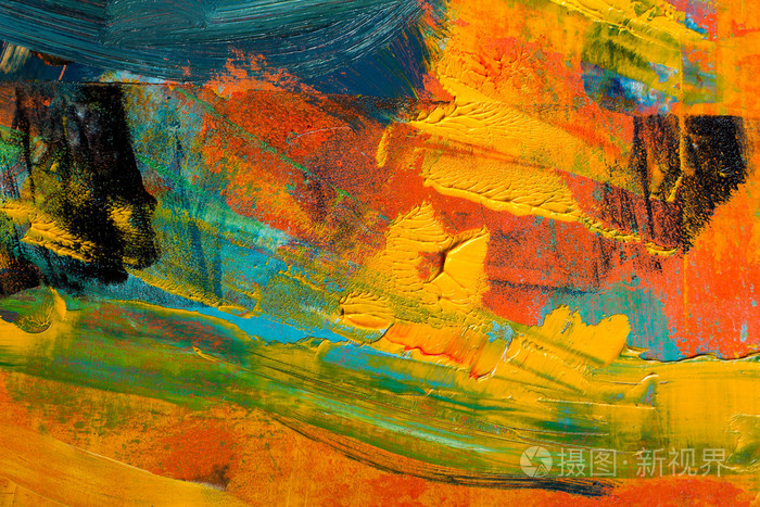 油画颜料调色板上.丰富多彩的背景.画笔污点